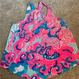 Lilly Pulitzer Vibrant Pink and Blue Razorback Tank Top
